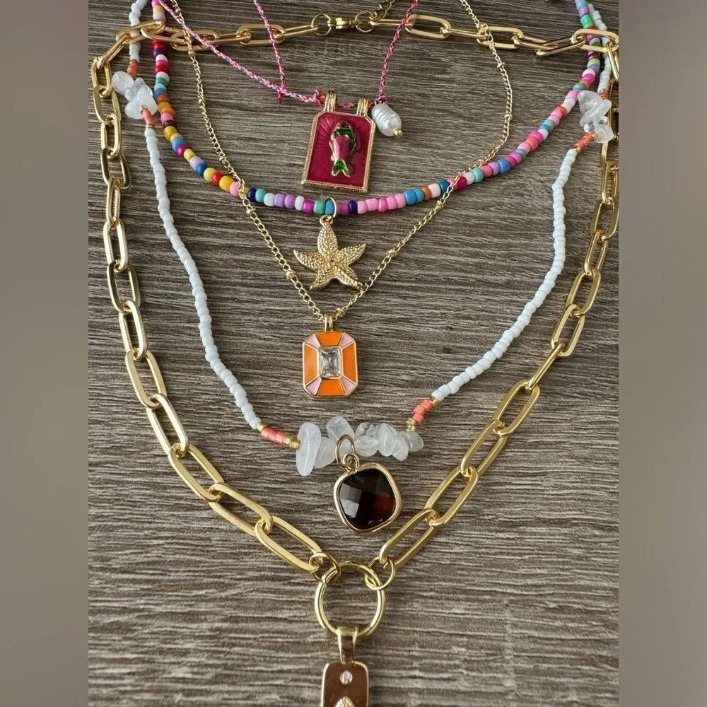 Colorful Layered Necklace Set N829 - Picture 4 of 6